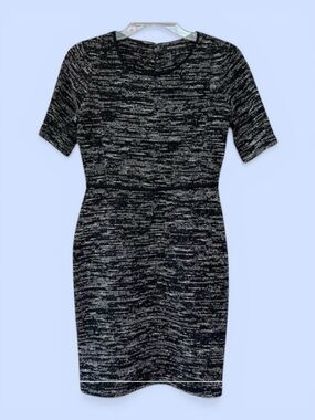 Banana Republic Sheath Dress Textured‎  Sz 2P Black White